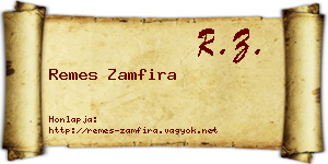 Remes Zamfira névjegykártya